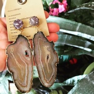 Dara Ettinger Statement Amethyst Druzy Earrings
